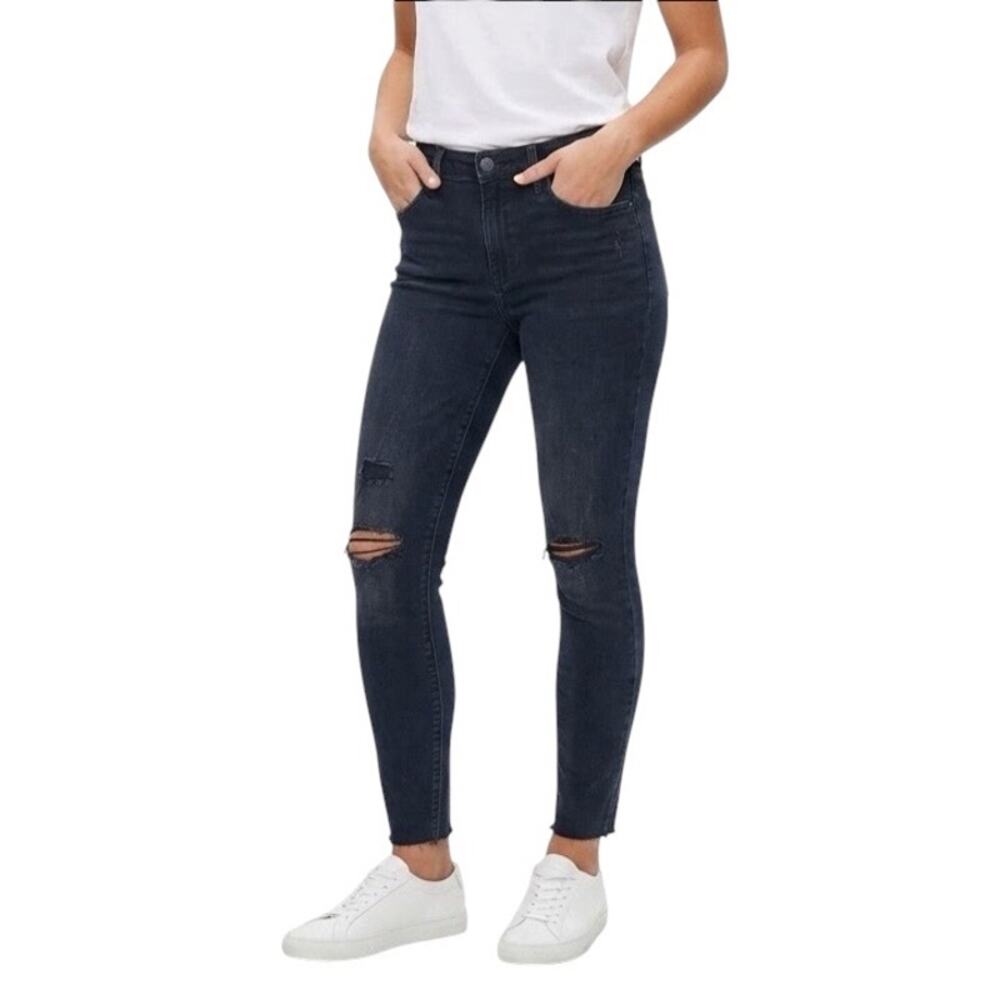 GAP Denim Distressed Legging Skinny Jeans in Black Size 10/30